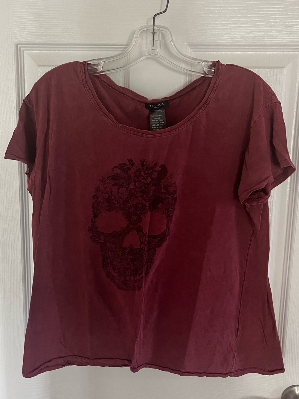 Talula Burgundy Graphic Skull Short-Sleeve Tee